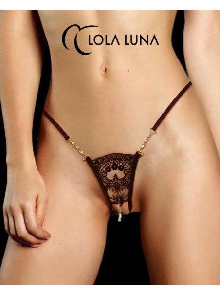sexy perizoma gioiello aperto all'inguine con eleganti ricami modello Calypso