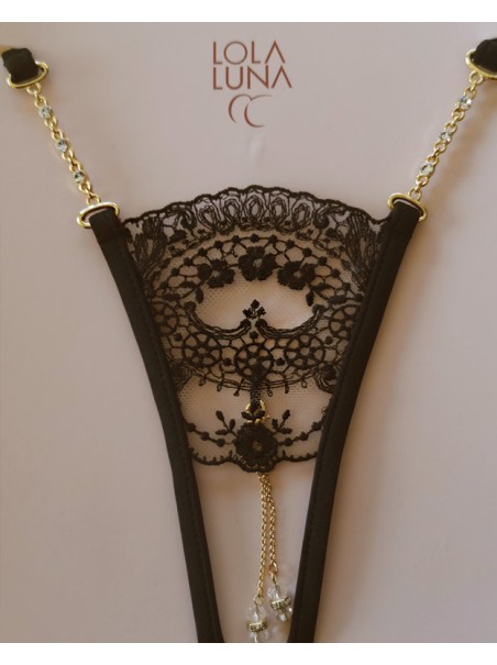 sexy perizoma gioiello aperto all'inguine con eleganti ricami modello Calypso