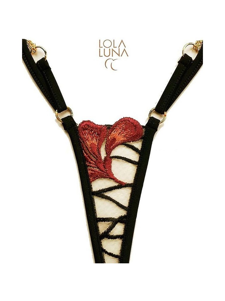 sensuale micro perizoma floreale nero e rosso regolabile modello Gaia