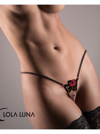 sexy perizoma gioiello aperto all'inguine con decorazione floreale modello Iris