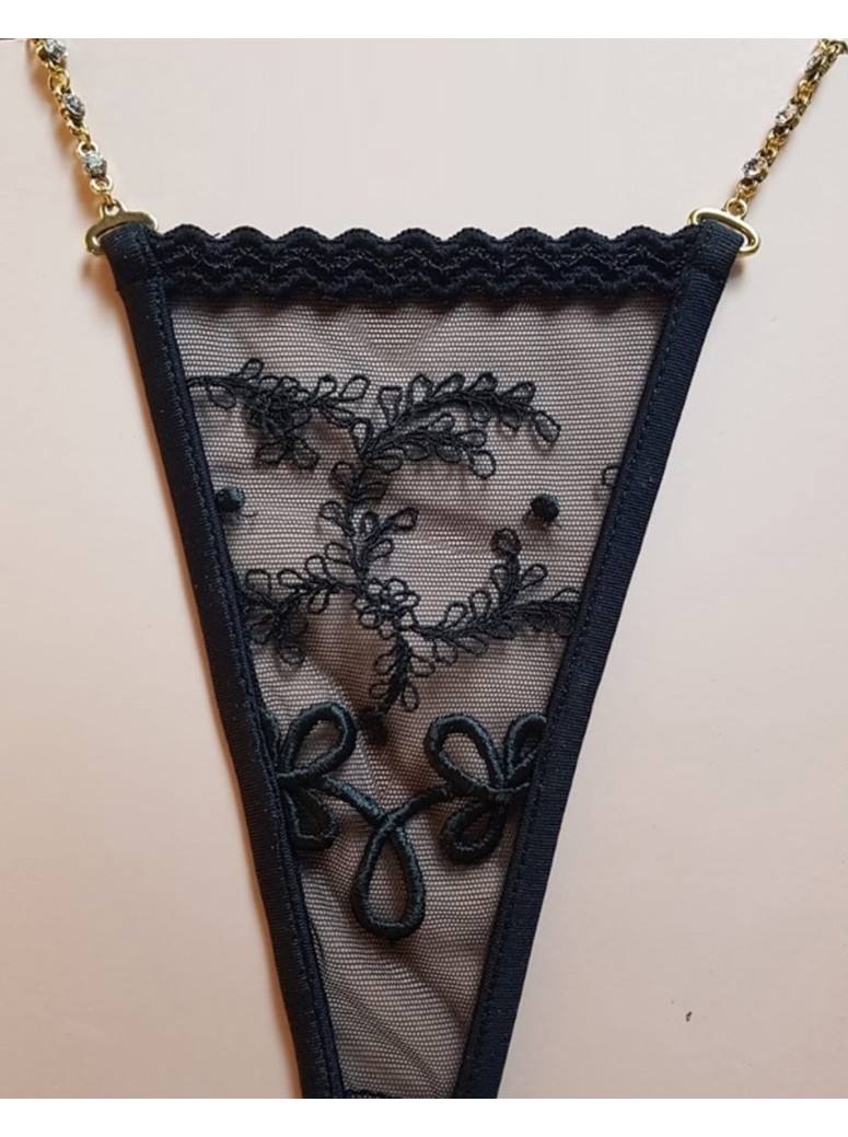 sensuale perizoma gioiello in tulle ricamato modello Lena