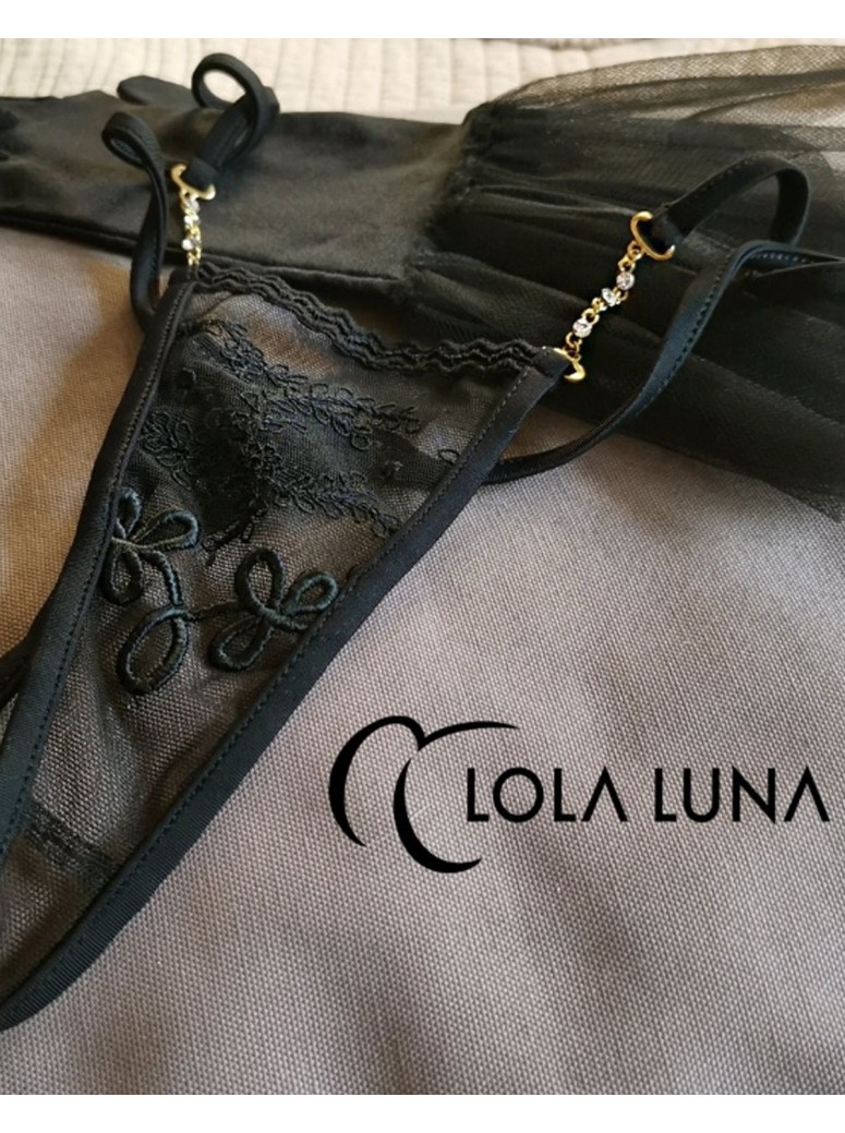 sensuale perizoma gioiello in tulle ricamato modello Lena