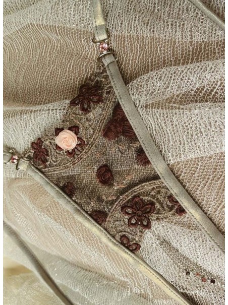 sexy perizoma gioiello aperto all'inguine con ricami e dettagli floreali modello Arielle