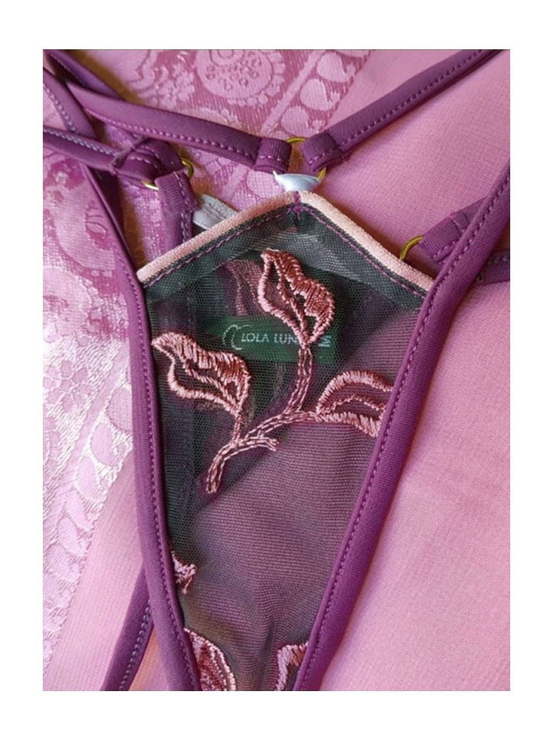 bellissimo perizoma a doppia stringa in tulle viola ricamato modello Prune