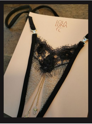 sexy perizoma gioiello aperto all'inguine con inserto in pizzo modello Togo 2