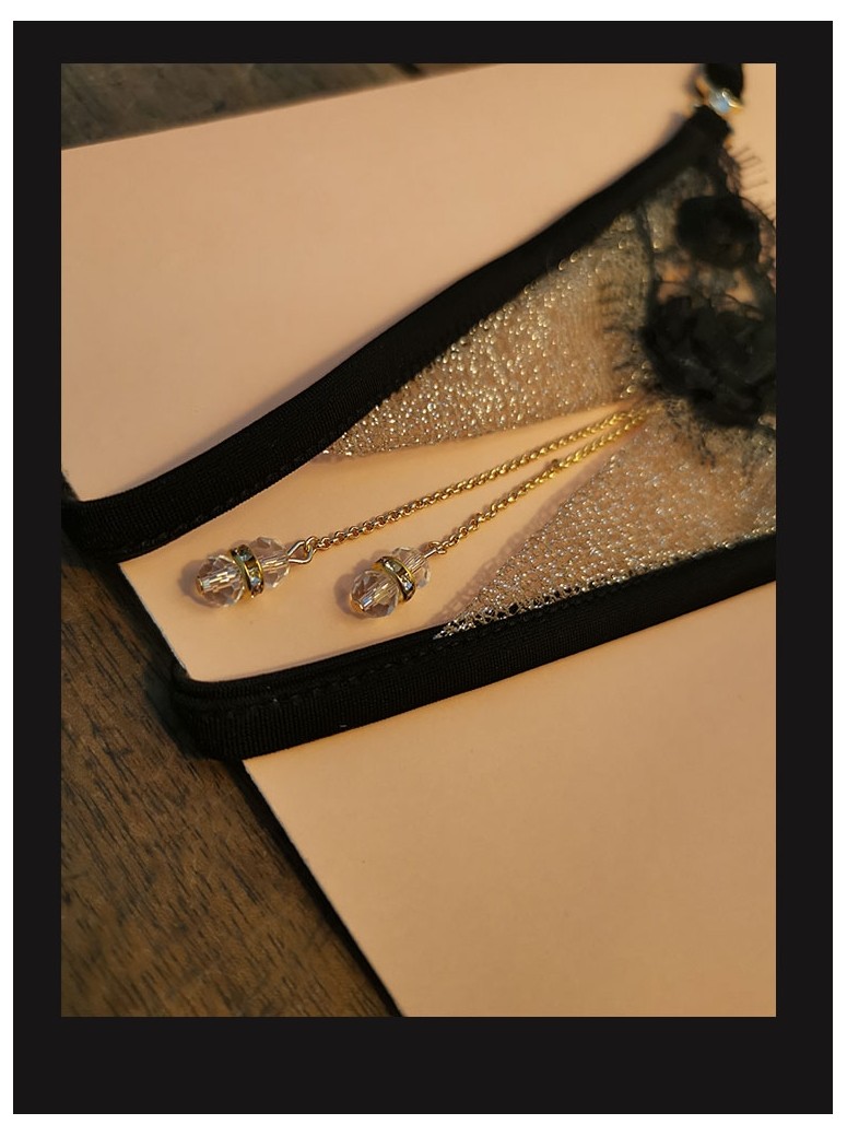 sexy perizoma gioiello aperto all'inguine con inserto in pizzo modello Togo