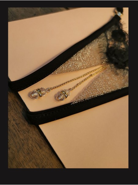 sexy perizoma gioiello aperto all'inguine con inserto in pizzo modello Togo