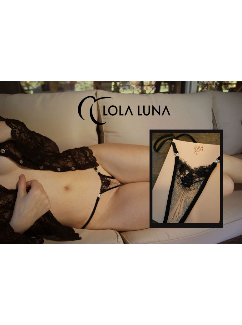 sexy perizoma gioiello aperto all'inguine con inserto in pizzo modello Togo