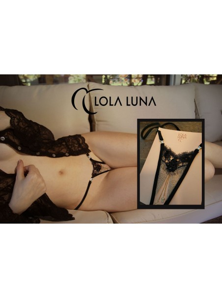 sexy perizoma gioiello aperto all'inguine con inserto in pizzo modello Togo