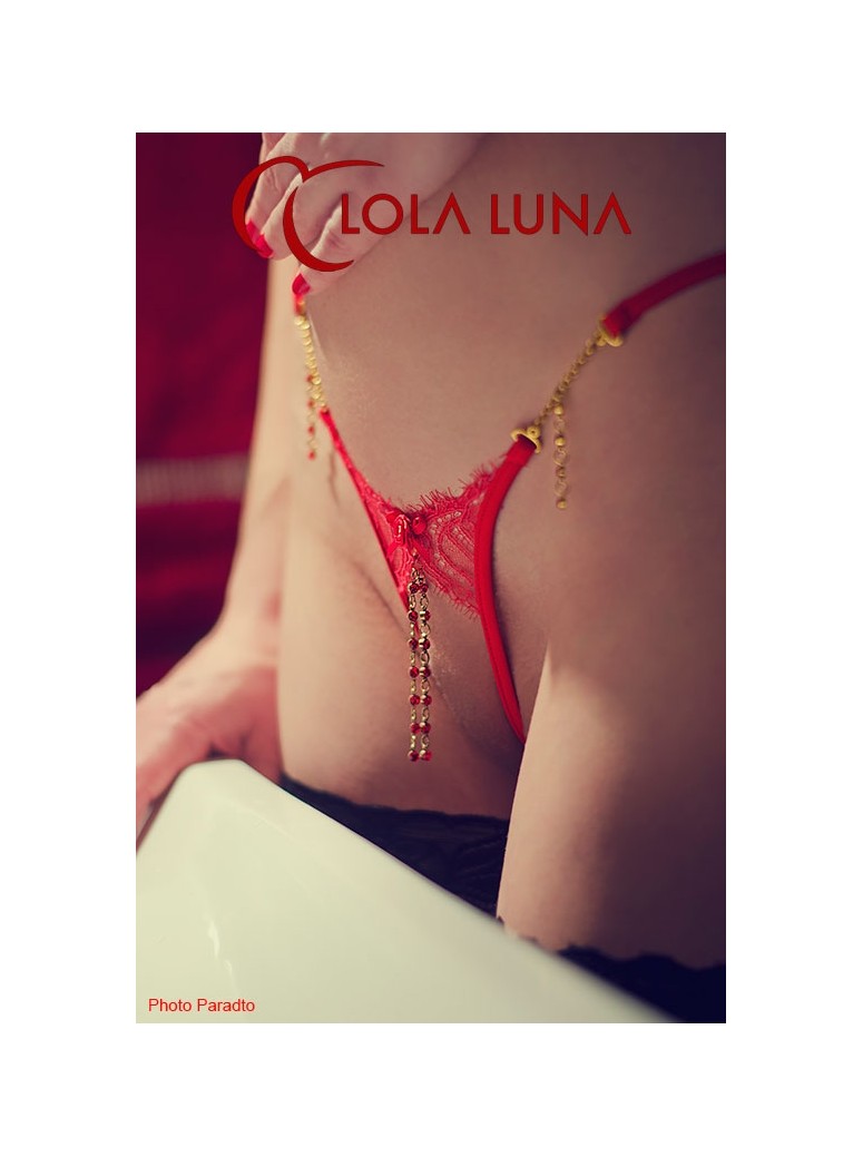 meraviglioso perizoma gioiello aperto in pizzo rosso modello Valentine