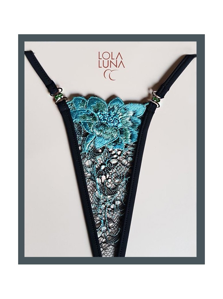 intrigante micro perizoma gioiello in pizzo azzurro modello Celestie