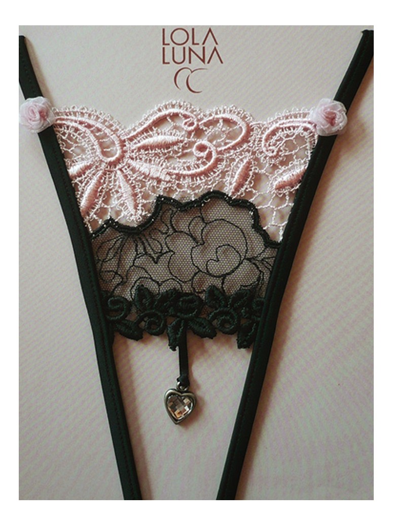 sexy micro perizoma aperto con ricami rosa modello Zambie