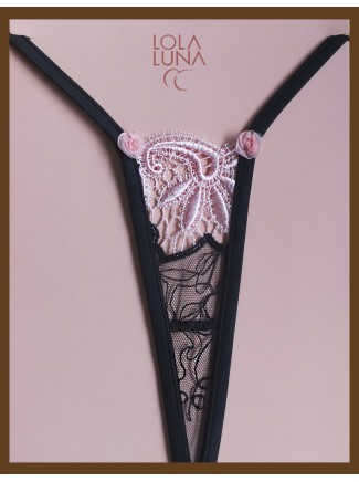 essenziale micro perizoma con ricami rosa modello Zambie 2
