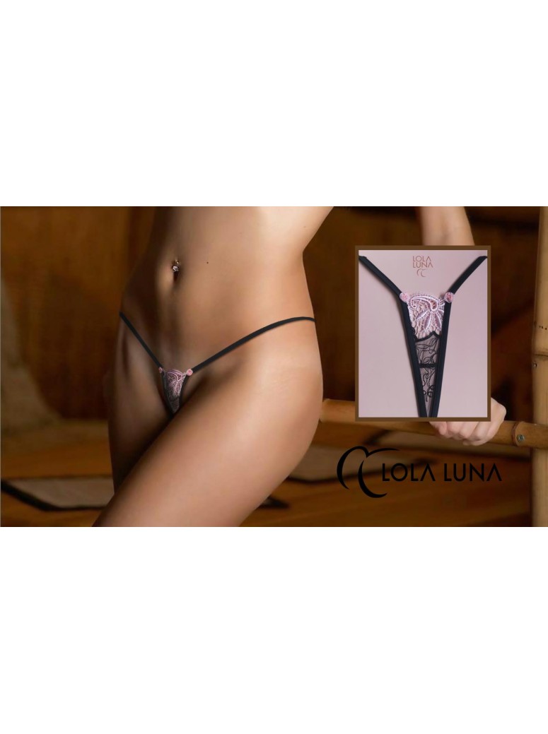 essenziale micro perizoma con ricami rosa modello Zambie