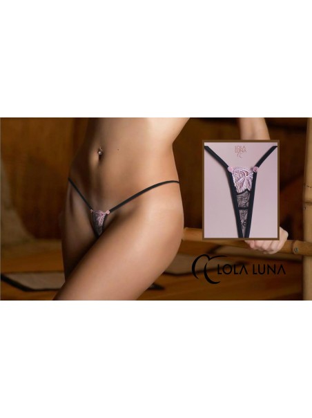 essenziale micro perizoma con ricami rosa modello Zambie