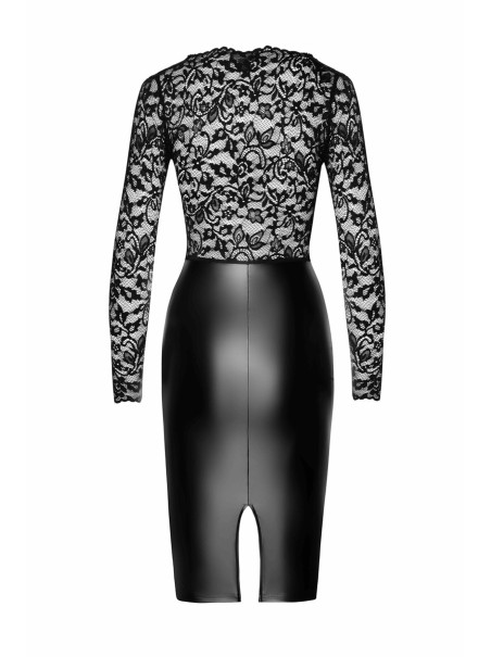 Noir Handmade abito in pizzo e tessuto wetlook