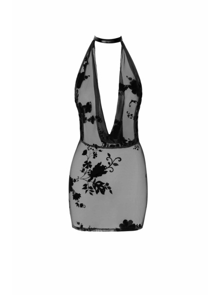 Noir Handmade abito corto in tulle trasparente decorato