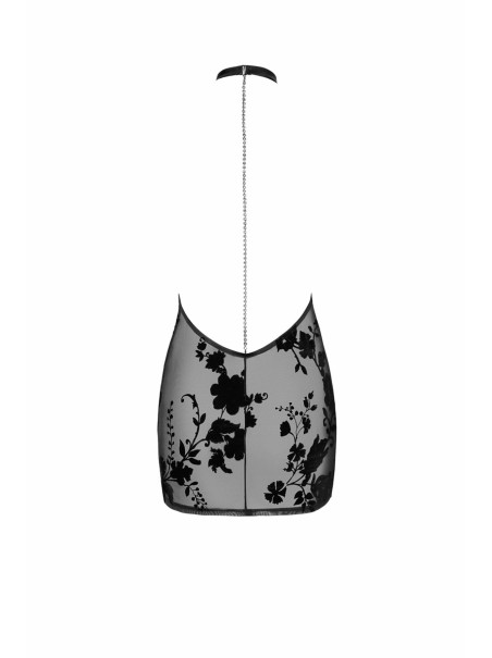 Noir Handmade abito corto in tulle trasparente decorato