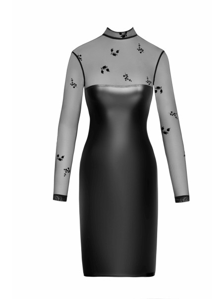 Noir Handmade sexy abito wetlook con tulle ricamato