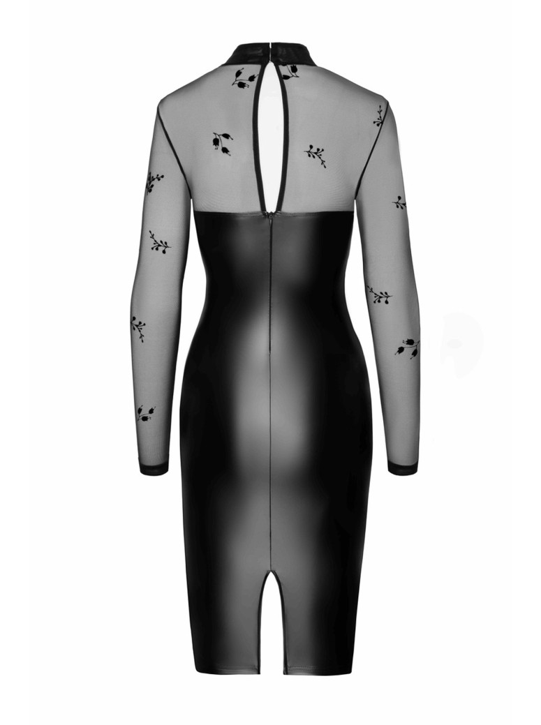 Noir Handmade sexy abito wetlook con tulle ricamato