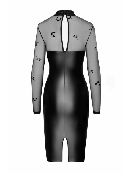 Noir Handmade sexy abito wetlook con tulle ricamato