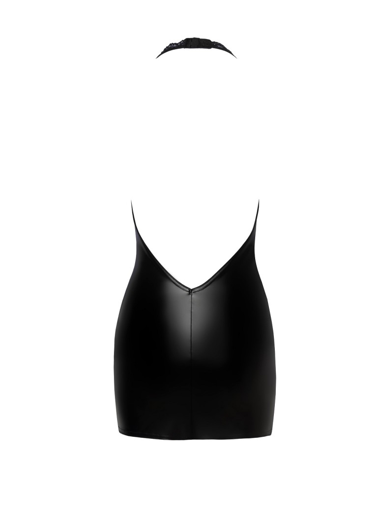 Noir Handmade sexy miniabito in tessuto Wetlook e pizzo