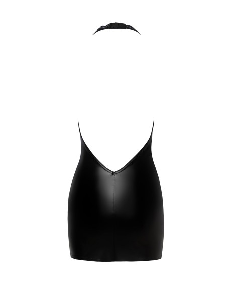 Noir Handmade sexy miniabito in tessuto Wetlook e pizzo