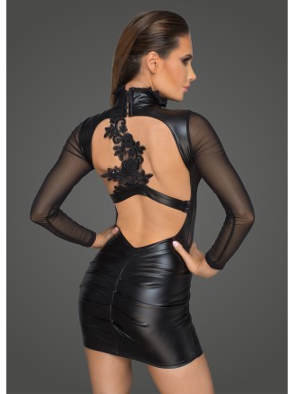 Noir Handmade sexy miniabito in tessuto wetlook e tulle 2