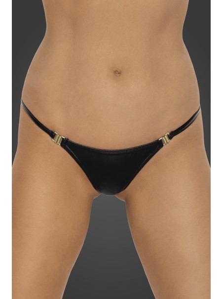 sexy perizoma in ecopelle con gancetti dorati Noir Handmade