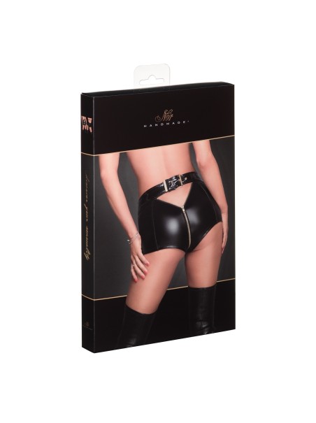 shorts in tessuto wetlook con zip Noir Handmade