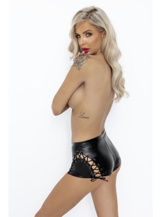 Noir Handmade shorts wetlook con stringhe e zip