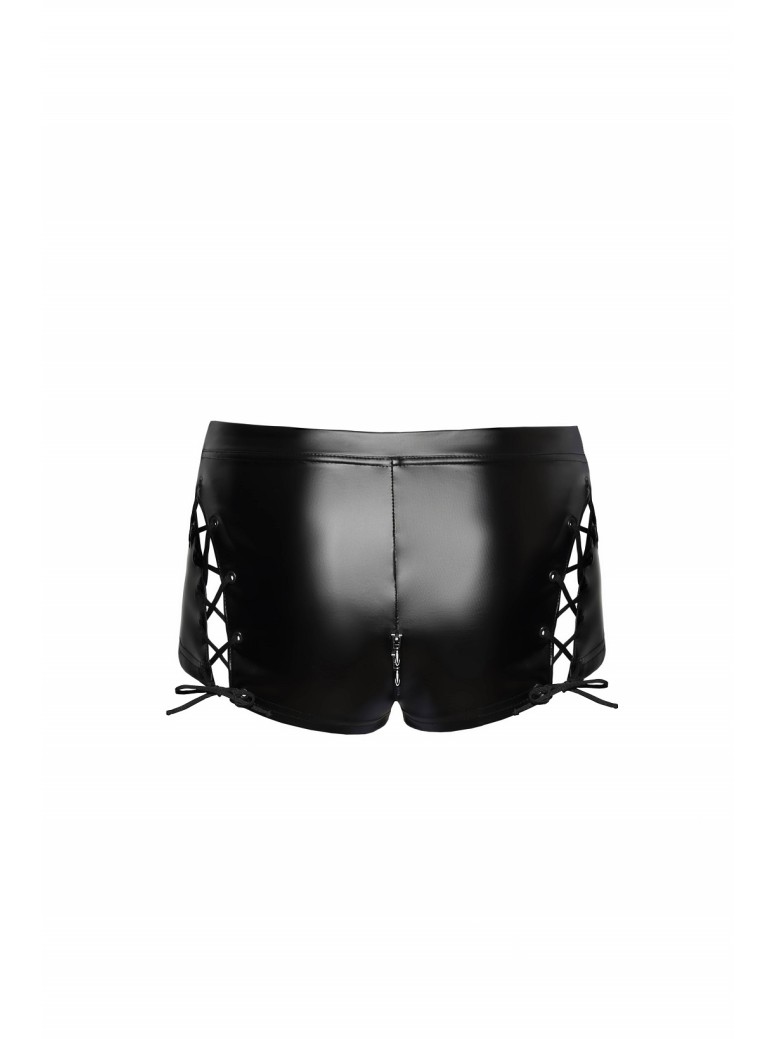 Noir Handmade shorts wetlook con stringhe e zip