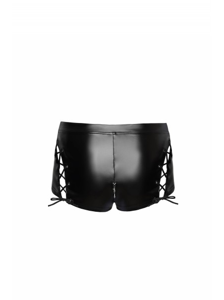 Noir Handmade shorts wetlook con stringhe e zip