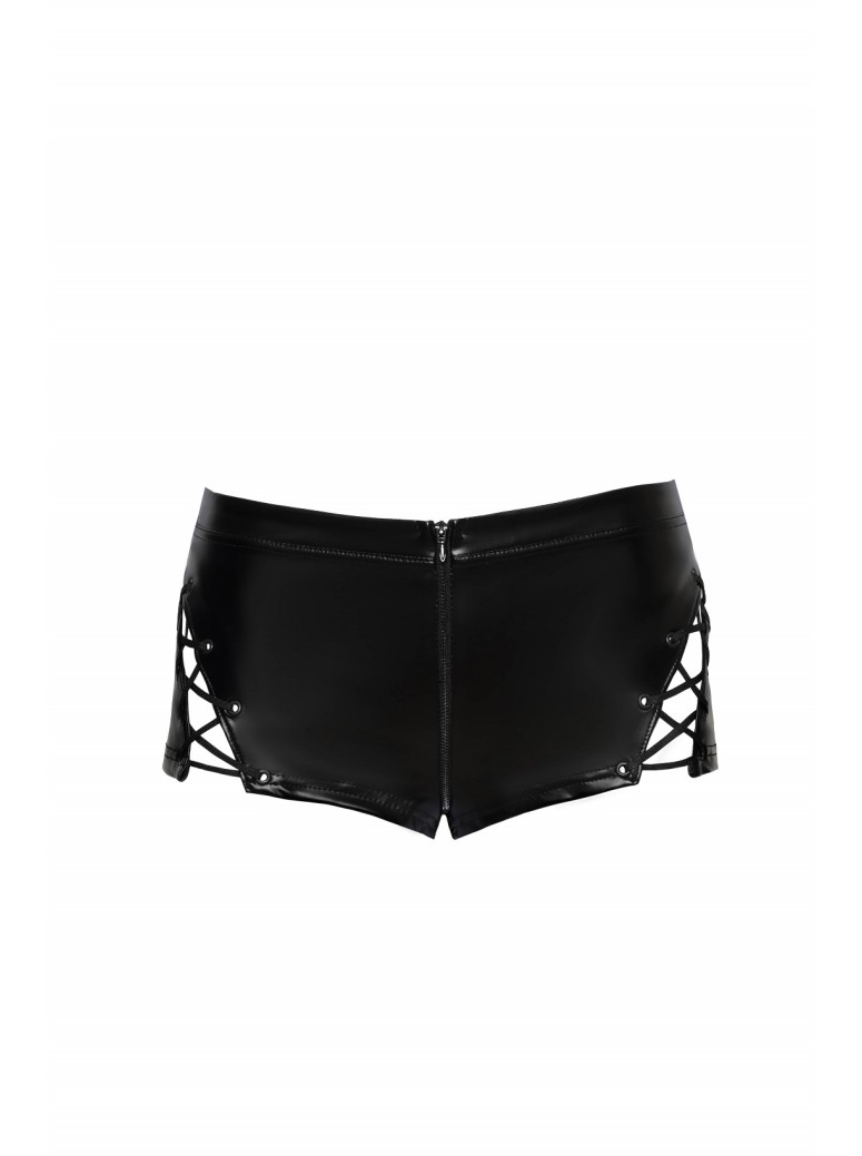 Noir Handmade shorts wetlook con stringhe e zip