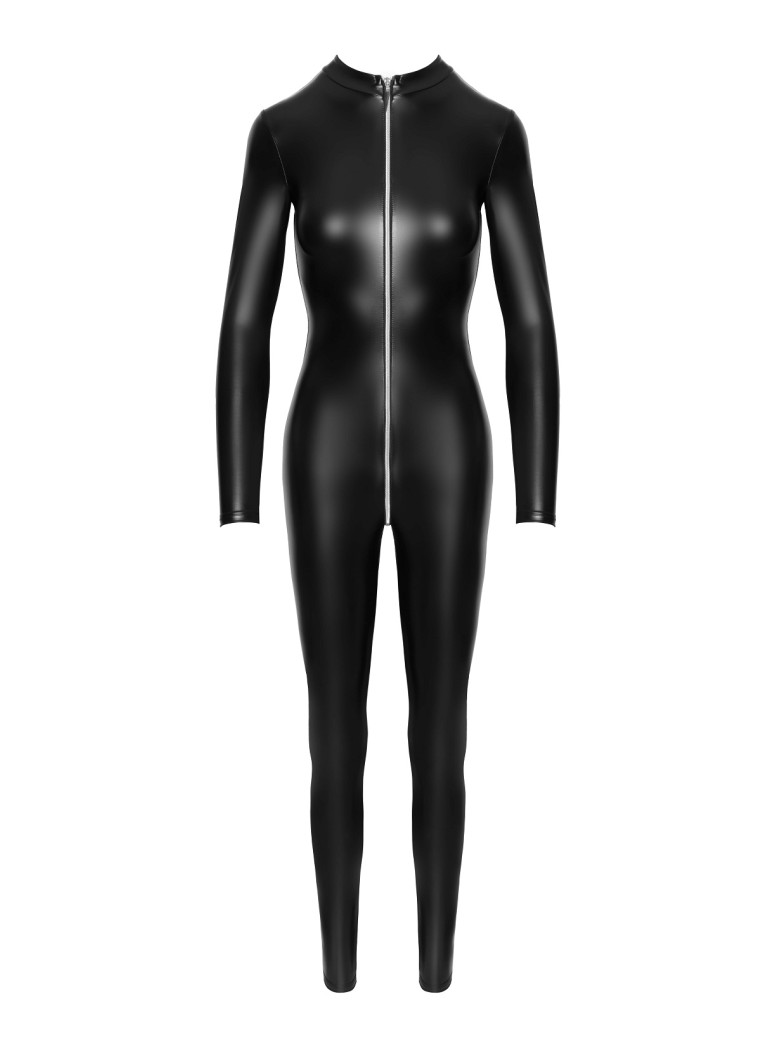 Noir Handmade tuta in tessuto effetto bagnato con zip