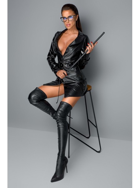 Noir Handmade Trench in tessuto wetlook con maniche in pvc