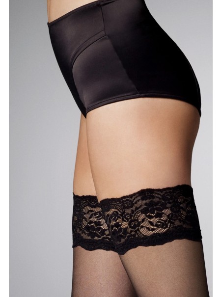 Veneziana calze autoreggenti velate 12 den con balza in pizzo