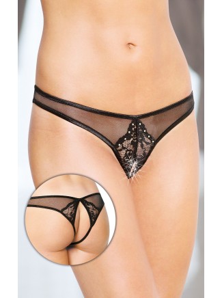 sexy perizoma in tulle aperto con strass