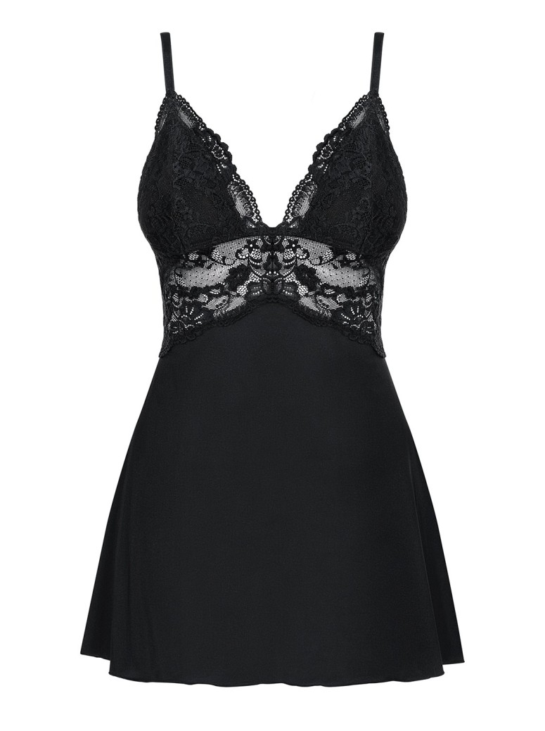 Obsessive Lingerie elegante babydoll nero con perizoma collezione 810
