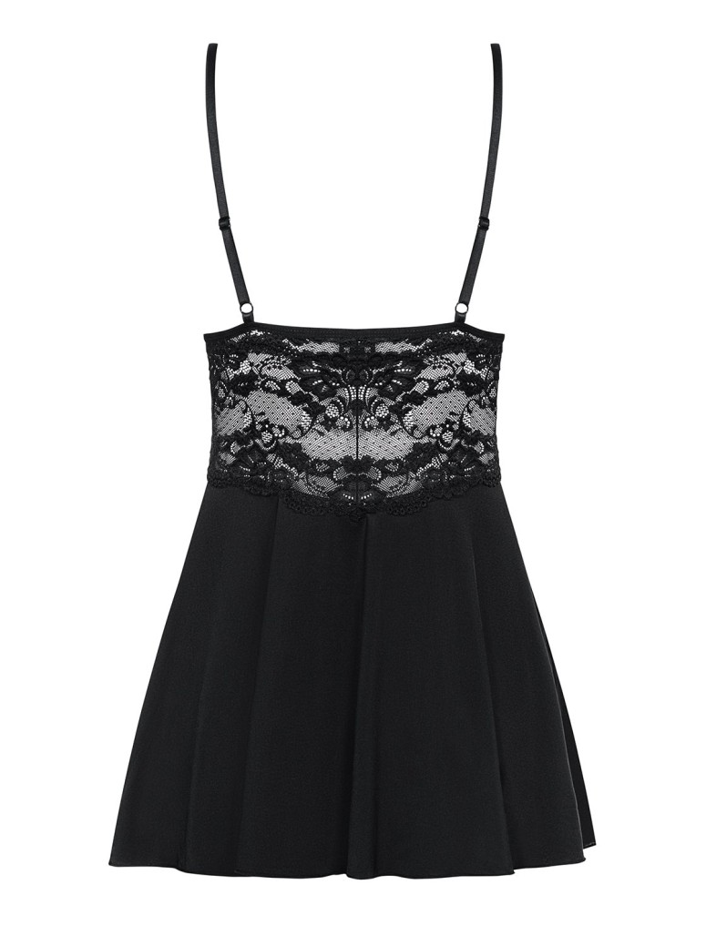 Obsessive Lingerie elegante babydoll nero con perizoma collezione 810