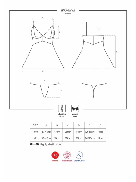 Obsessive Lingerie elegante babydoll nero con perizoma collezione 810 Obsessive Lingerie elegante babydoll nero con perizoma collezione 810