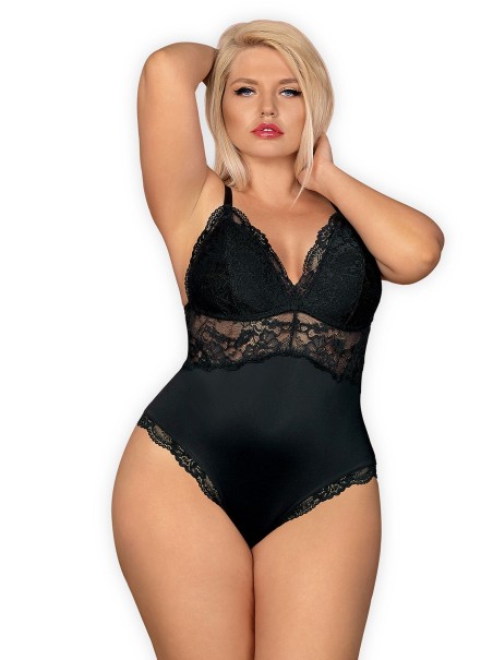 Obsessive elegante body nero con inserto in pizzo collezione 810 Obsessive elegante body nero con inserto in pizzo collezione 810