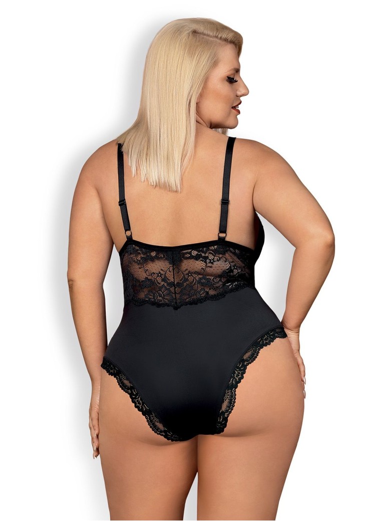 Obsessive elegante body nero con inserto in pizzo collezione 810