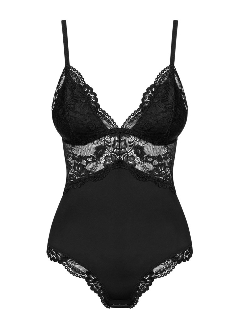 Obsessive elegante body nero con inserto in pizzo collezione 810