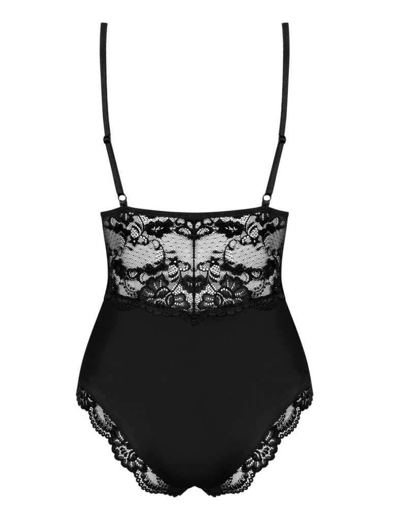 Obsessive elegante body nero con inserto in pizzo collezione 810