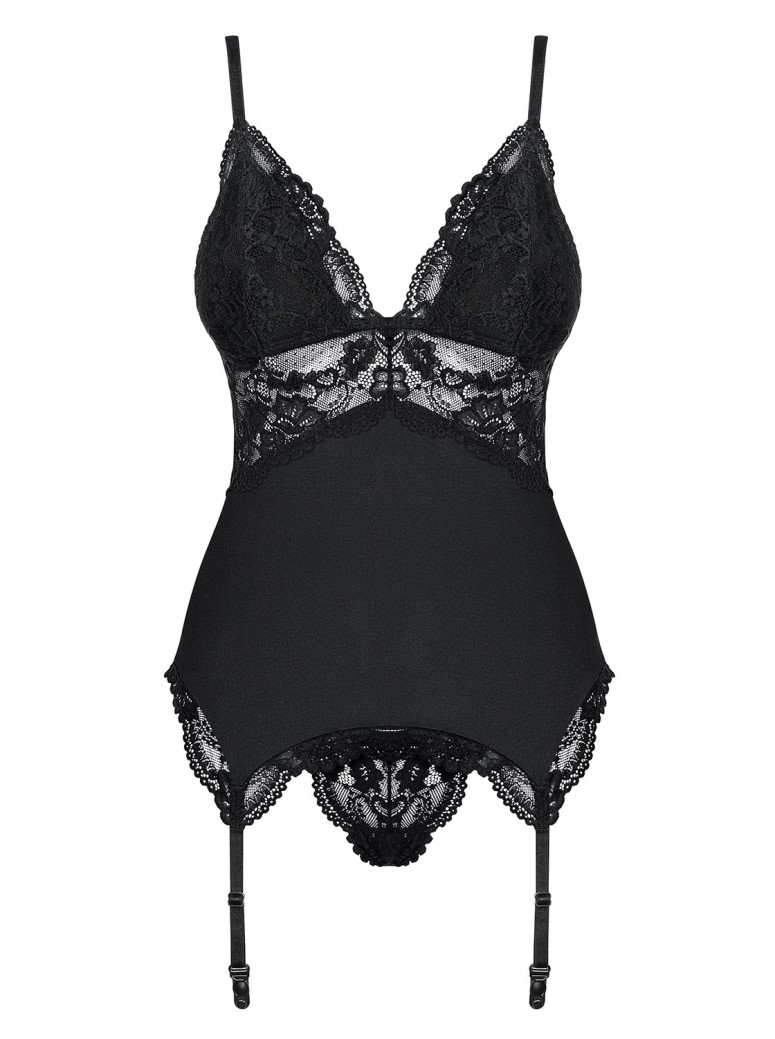 Obsessive Lingerie corsetto nero con perizoma collezione Obsessive 810