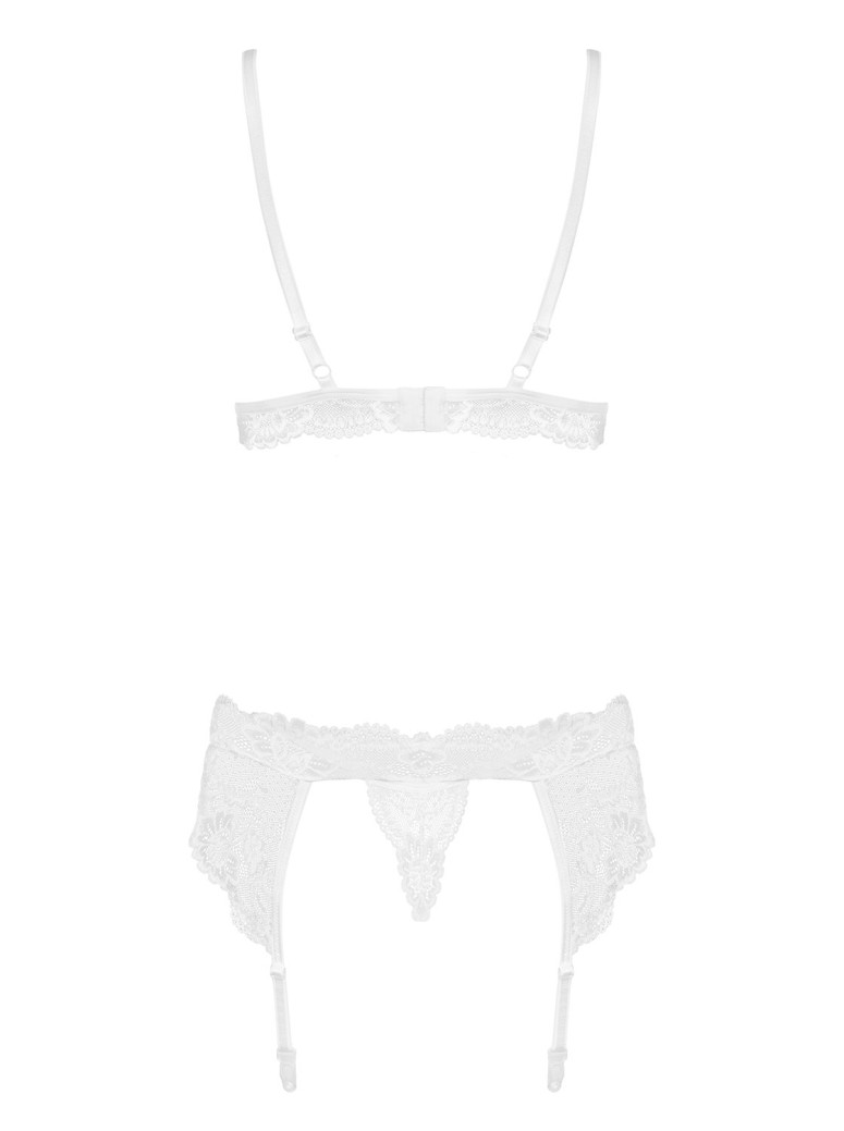 Obsessive Lingerie completino intimo in pizzo bianco con reggicalze 810