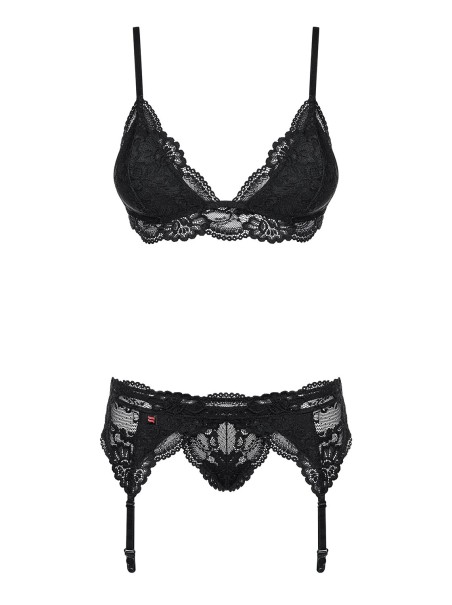 Obsessive Lingerie completino intimo in pizzo nero con reggicalze 810 Obsessive Lingerie completino intimo in pizzo nero con reggicalze 810