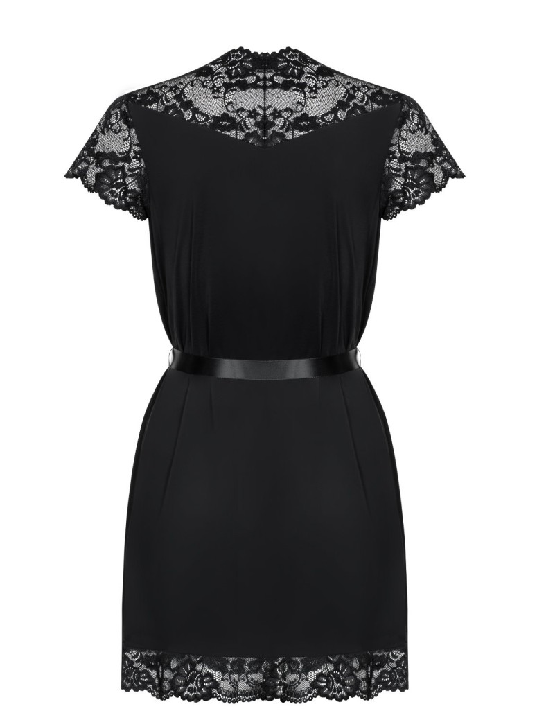 Obsessive Lingerie elegante vestaglia nera con scollatura collezione 810