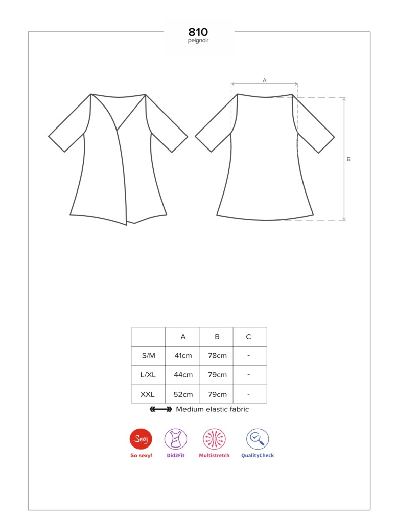 Obsessive Lingerie elegante vestaglia nera con scollatura collezione 810